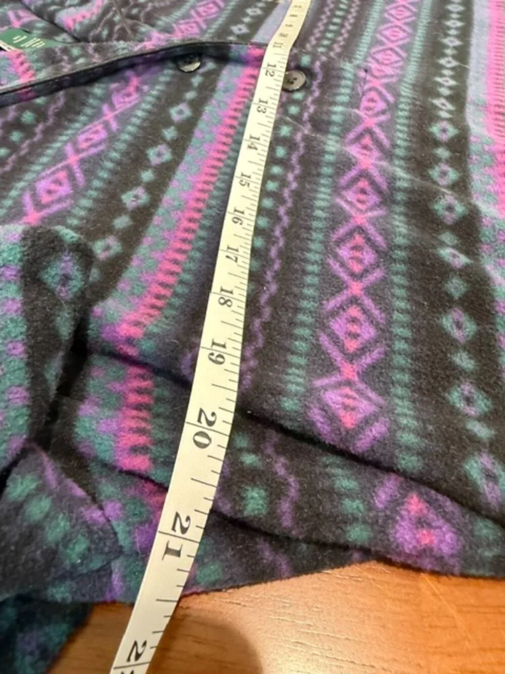 Ralph Lauren Purple Black Fleece Sleepshirt Tunic Nightgown Pockets.